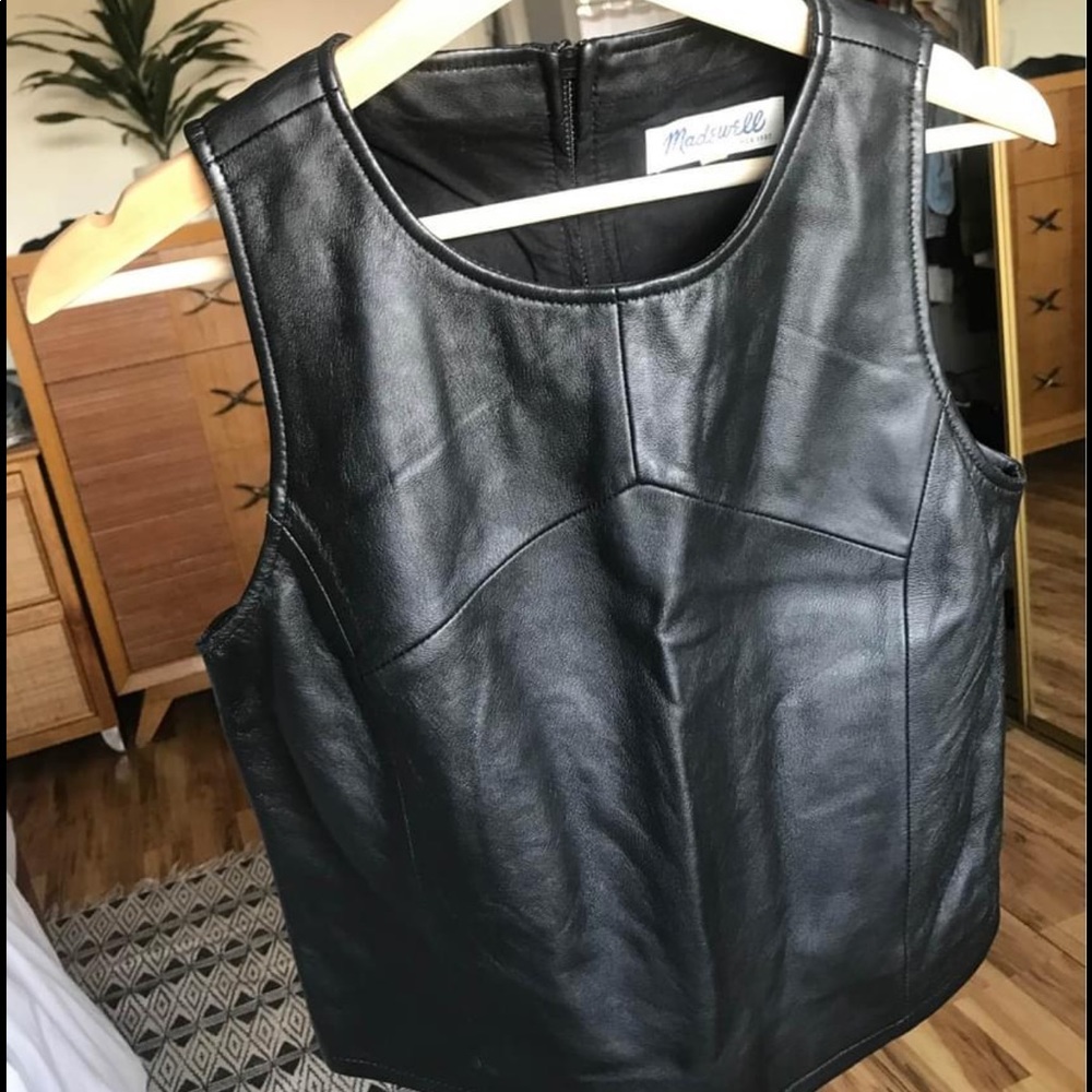Madewell leather sleeveless top